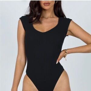 Princess Polly Black Ribbed Bodysuit